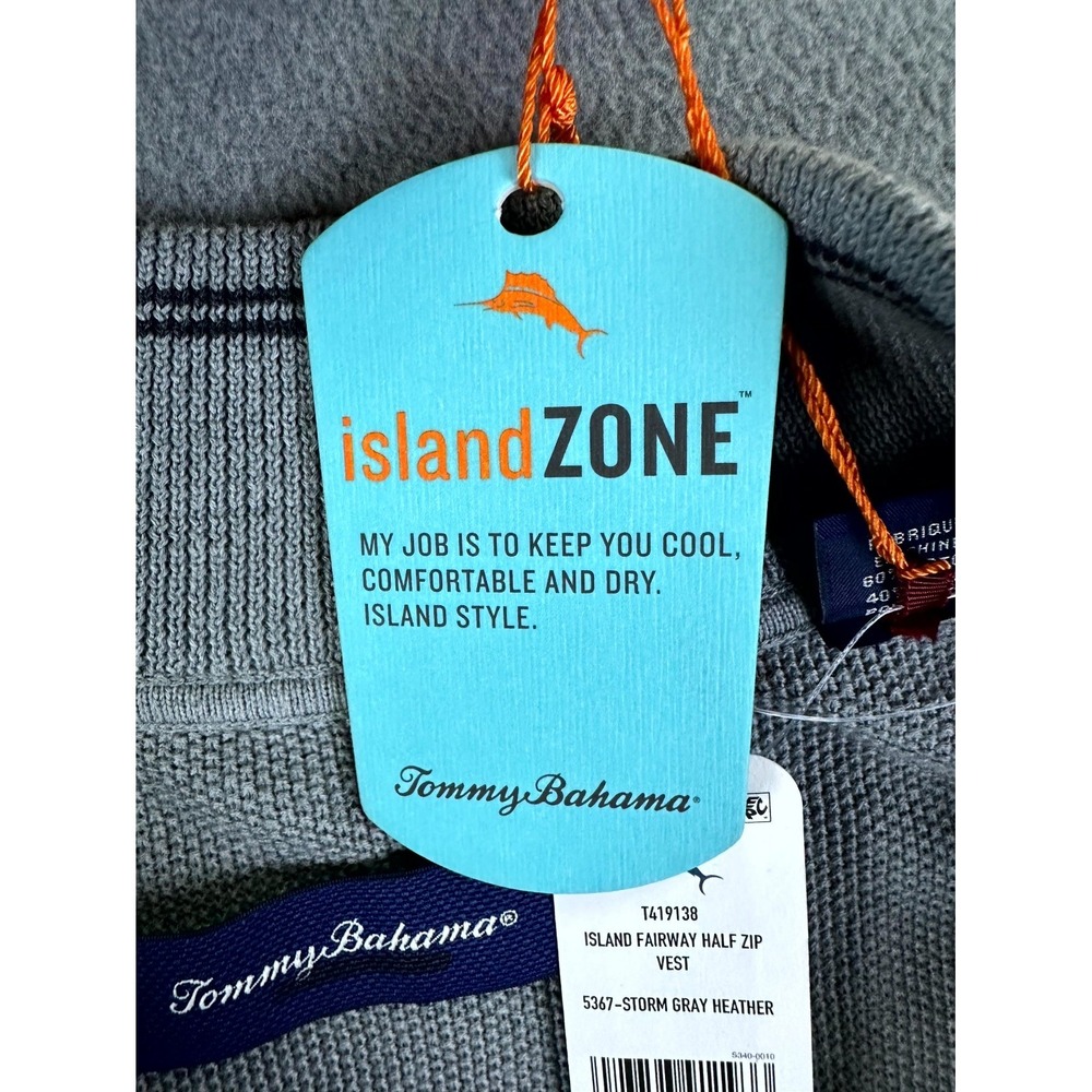 Tommy Bahama Vest Mens XL Grey Island Zone Fairway Knit Zip Prep Resort Sweater - Picture 10 of 12